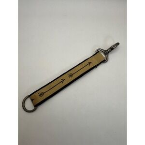 Thirty-One Arrow Print Wristlet Keychain – Tan Canvas Strap Silver Tone Clasp